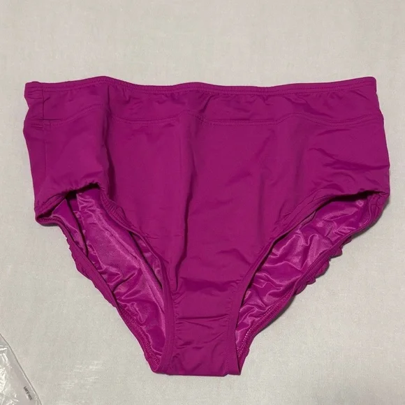 Lands' End Women's High Waisted Bikini Bottoms - Vibrant Purple - Picture 2 of 6